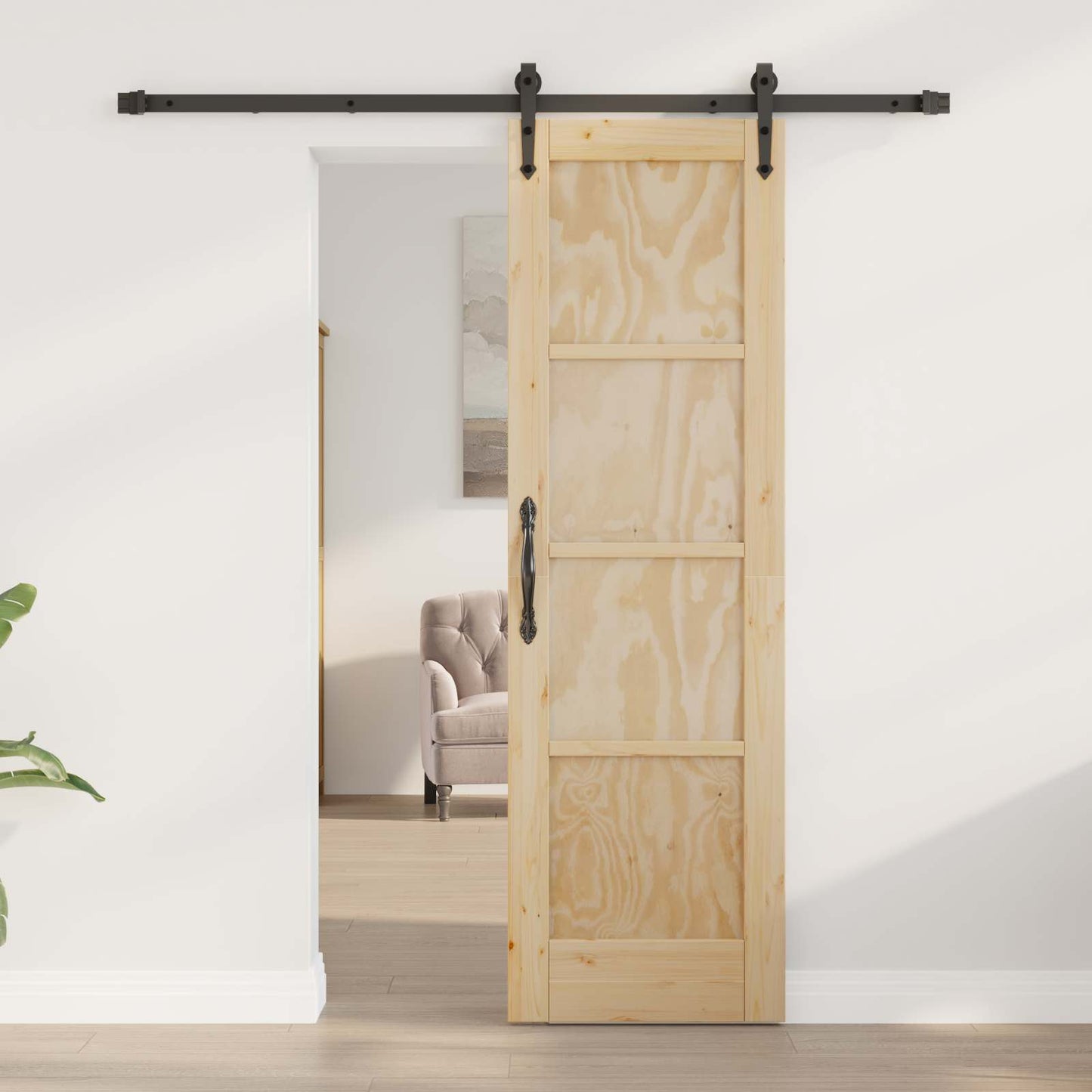 vidaXL Sliding Door ORKDAL Natural and Black 61 x 198.5 cm