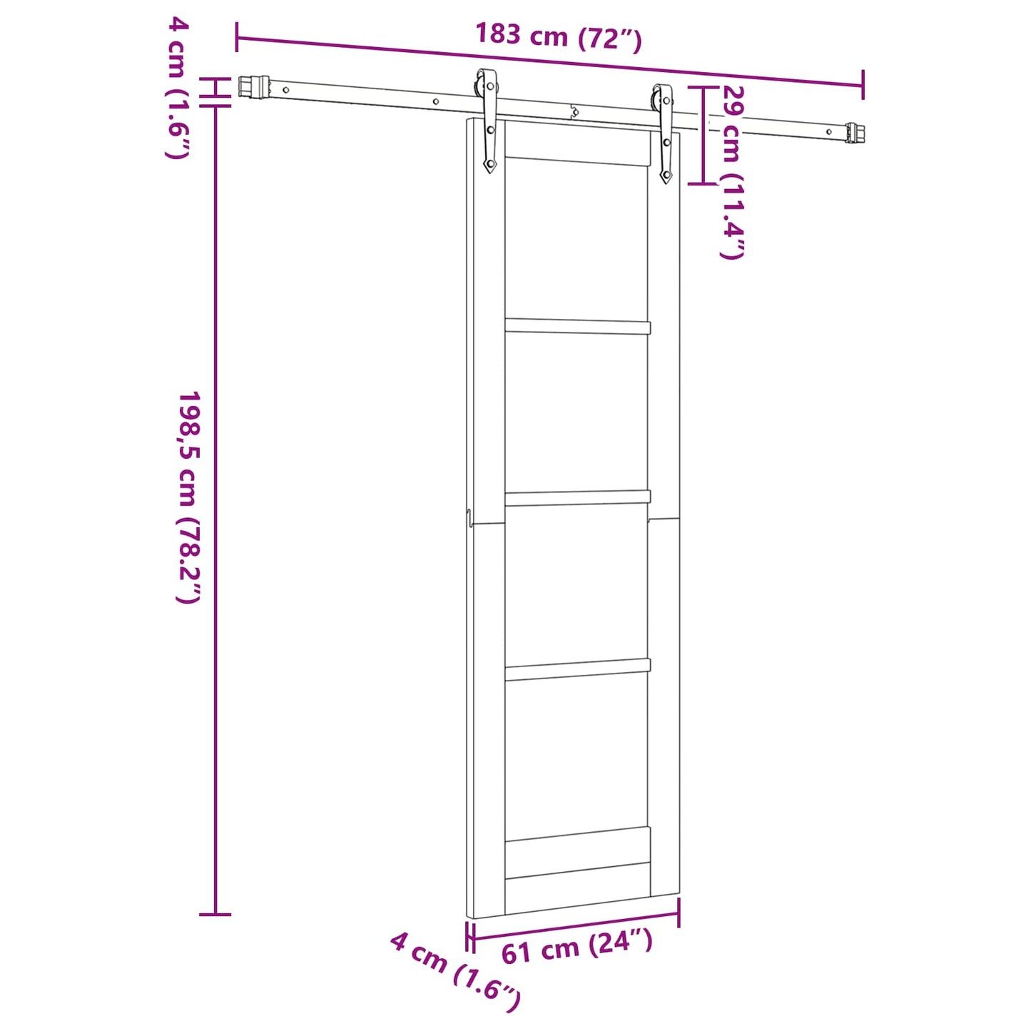 vidaXL Sliding Door ORKDAL Natural and Black 61 x 198.5 cm