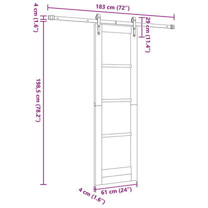 vidaXL Sliding Door ORKDAL Natural and Black 61 x 198.5 cm
