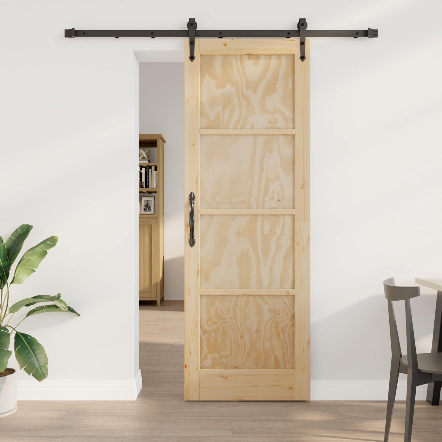 vidaXL Sliding Door ORKDAL Natural and Black 73.5 x 211 cm