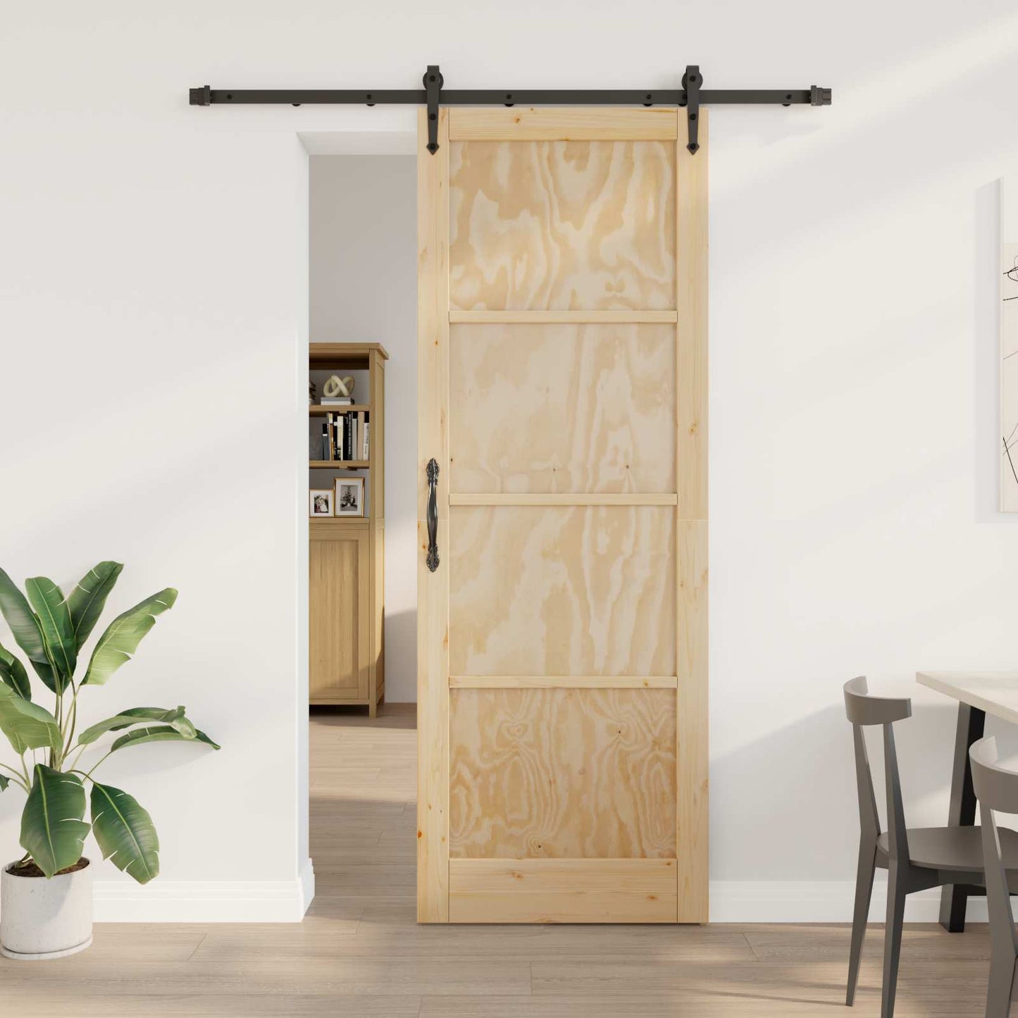 vidaXL Sliding Door ORKDAL Natural and Black 83 x 232 cm