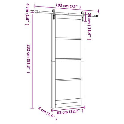 vidaXL Sliding Door ORKDAL Natural and Black 83 x 232 cm