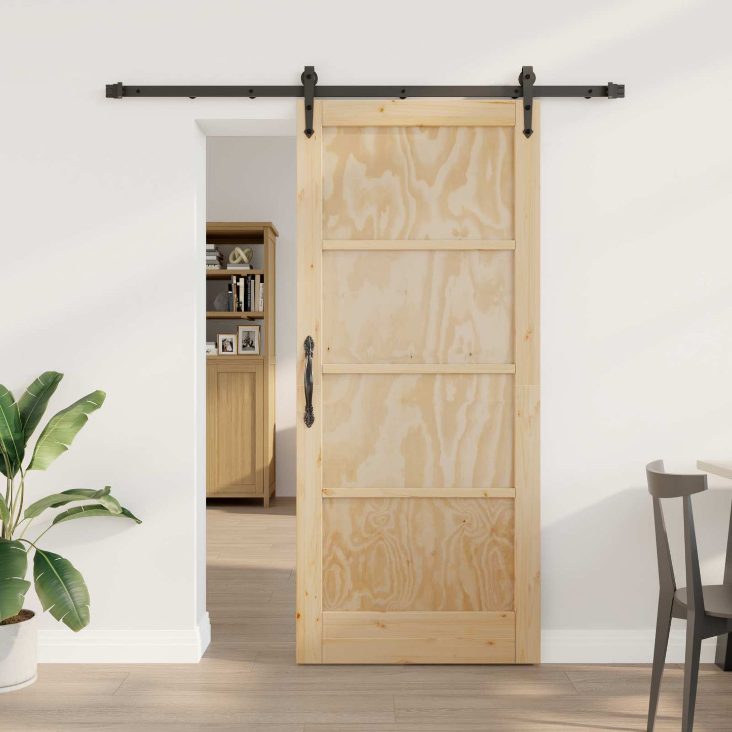 vidaXL Sliding Door ORKDAL Natural and Black 86 x 198.5 cm