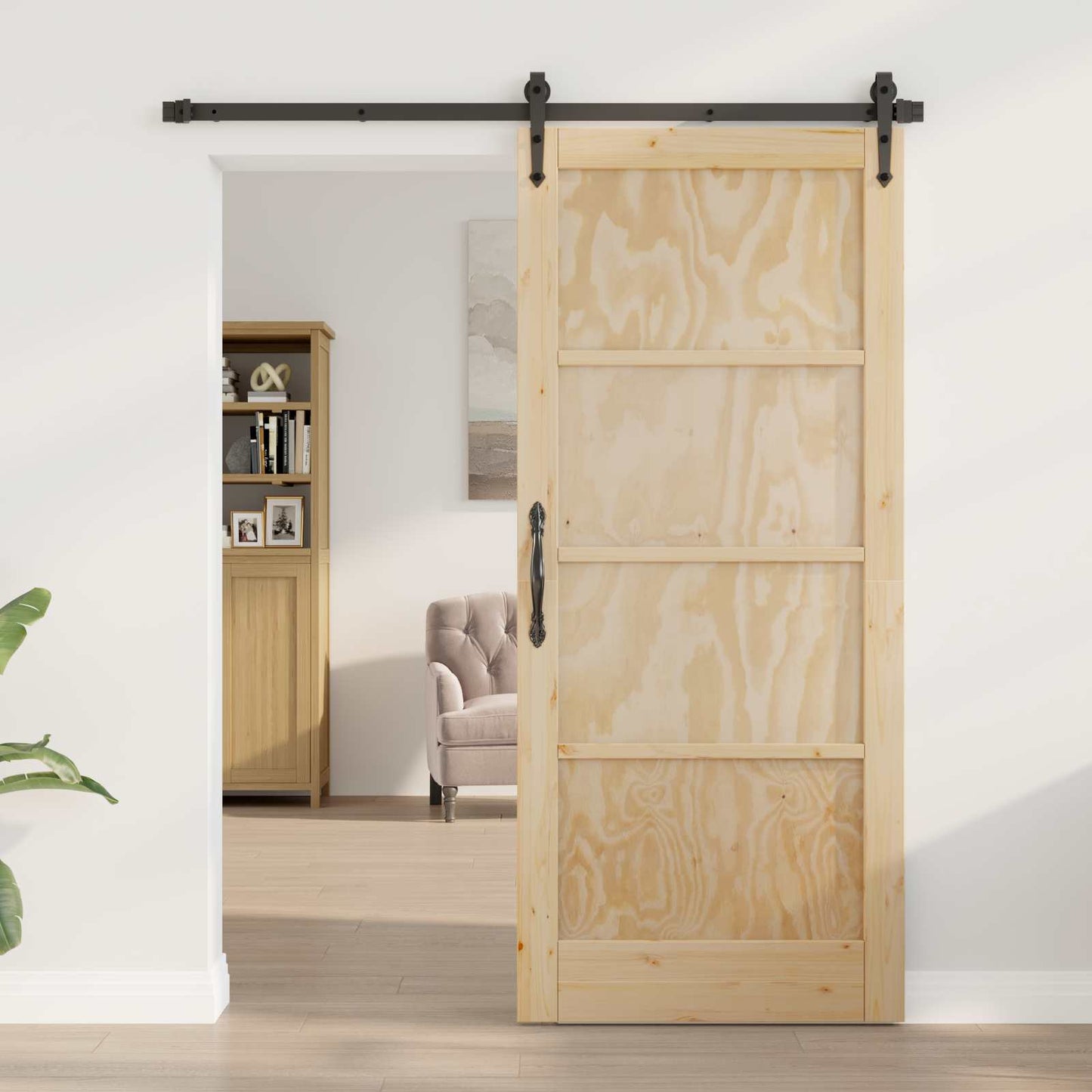 vidaXL Sliding Door ORKDAL Natural and Black 86 x 198.5 cm