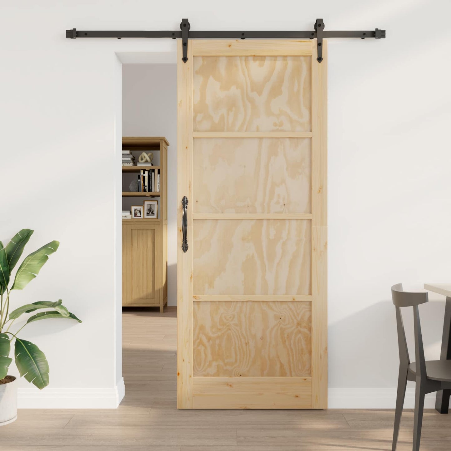vidaXL Sliding Door ORKDAL Natural and Black 86 x 211 cm