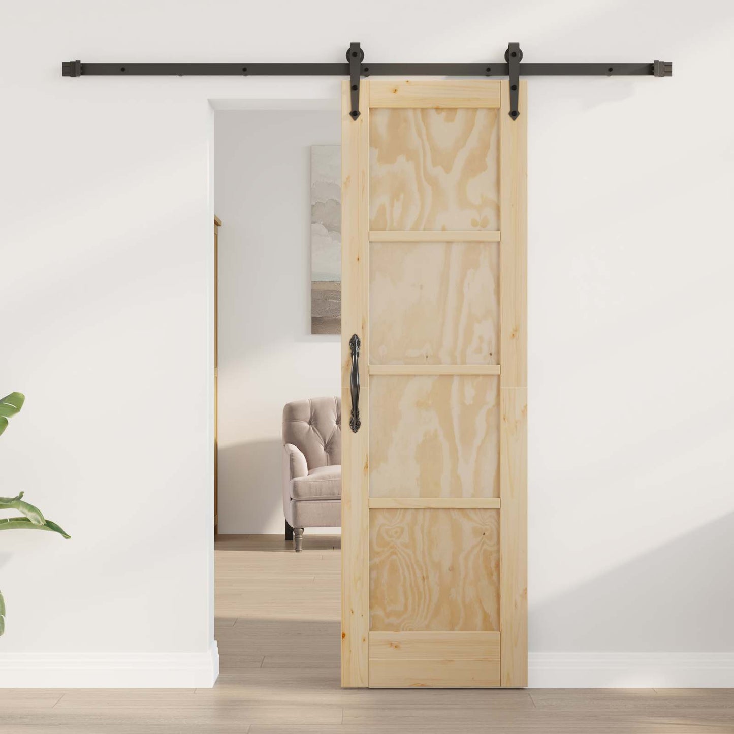 vidaXL Sliding Door ORKDAL Natural and Black 61 x 198.5 cm