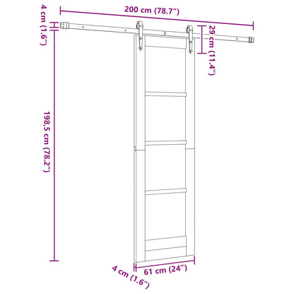 vidaXL Sliding Door ORKDAL Natural and Black 61 x 198.5 cm