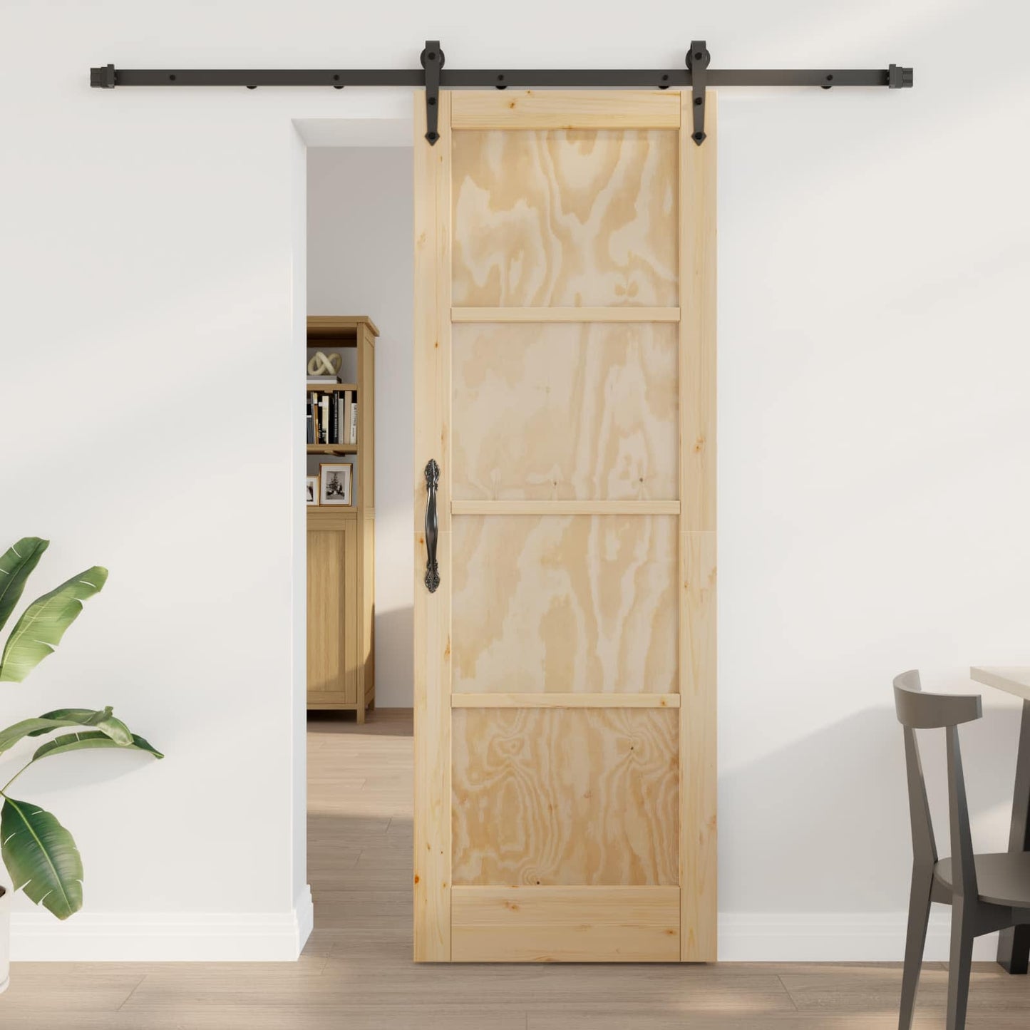 vidaXL Sliding Door ORKDAL Natural and Black 73.5 x 211 cm