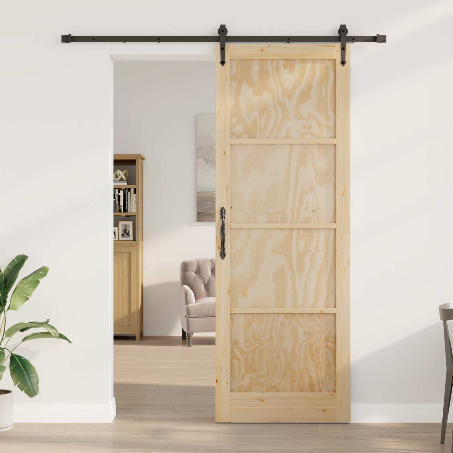 vidaXL Sliding Door ORKDAL Natural and Black 83 x 232 cm