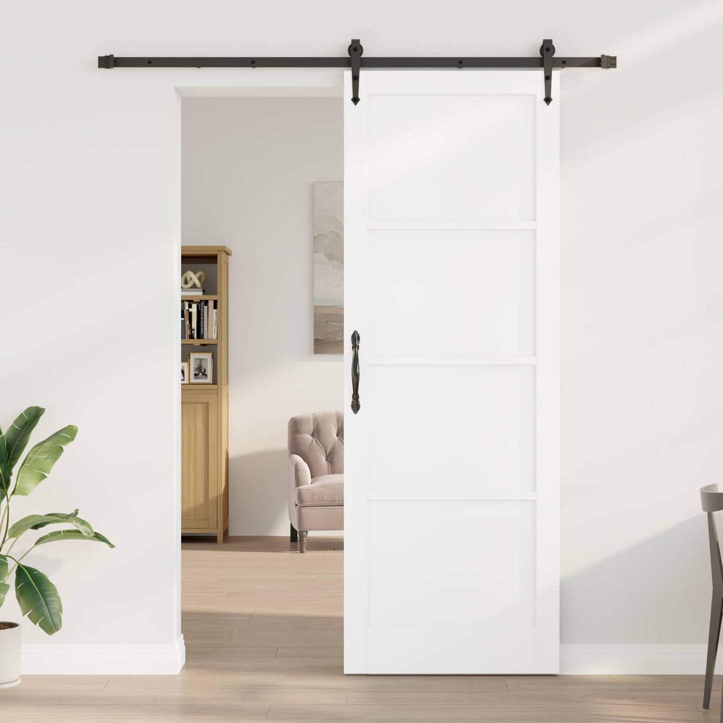 vidaXL Sliding Door ORKDAL White and Black 83 x 232 cm Solid Pine Wood