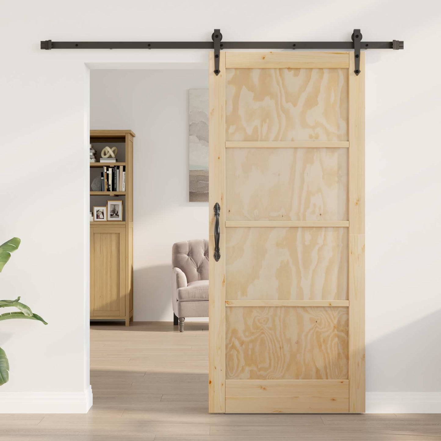 vidaXL Sliding Door ORKDAL Natural and Black 86 x 198.5 cm