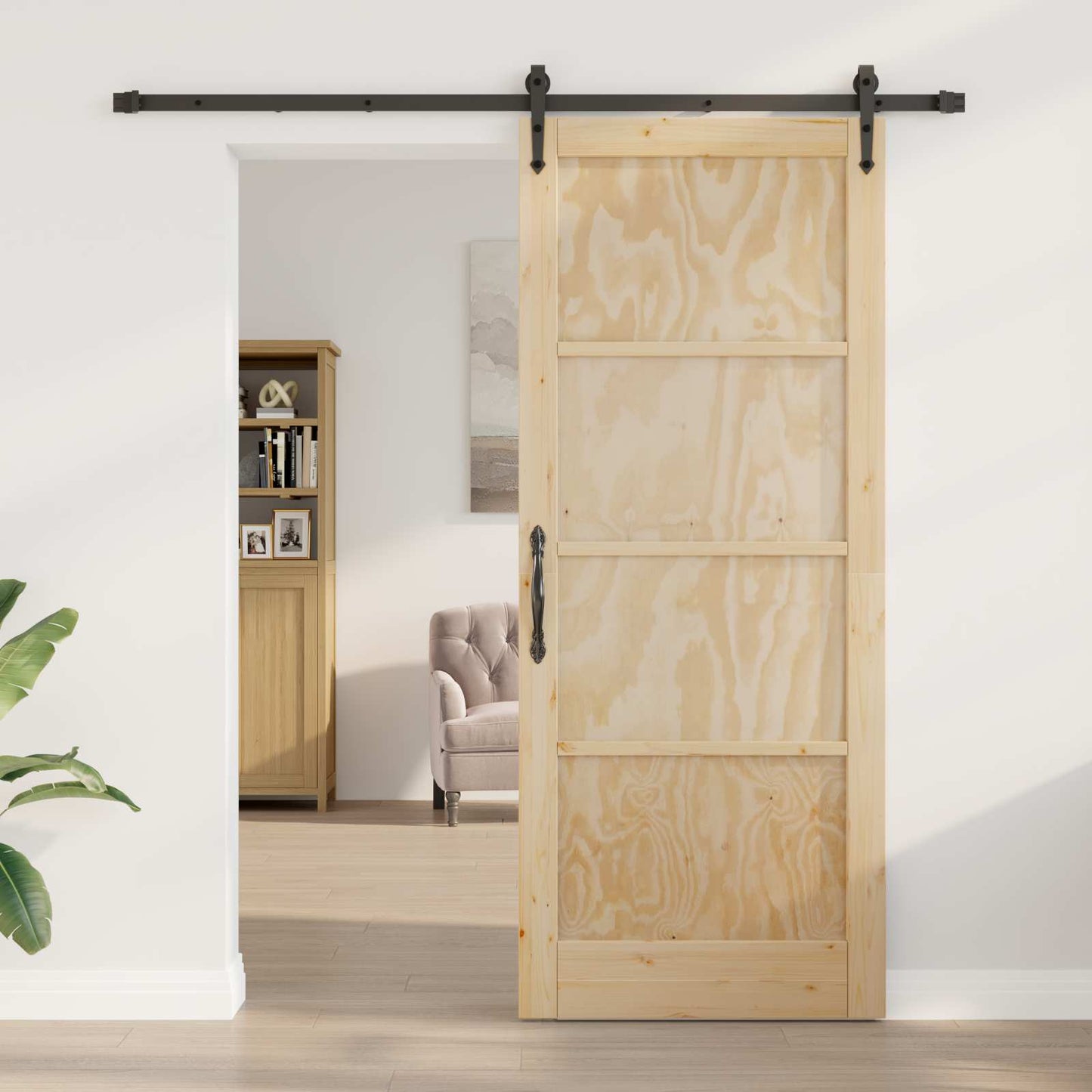 vidaXL Sliding Door ORKDAL Natural and Black 86 x 211 cm