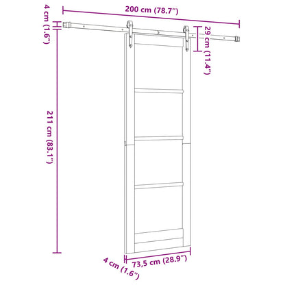 vidaXL Sliding Door ORKDAL Natural and White 73.5 x 211 cm