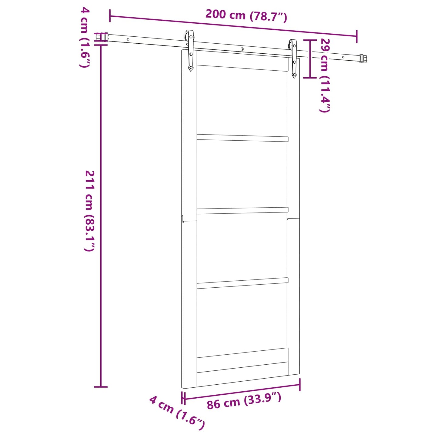 vidaXL Sliding Door ORKDAL Natural and White 86 x 211 cm