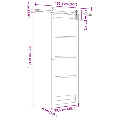 vidaXL Sliding Door ORKDAL Natural 73.5 x 211 cm Solid Pine Wood