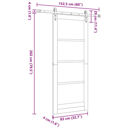 vidaXL Sliding Door ORKDAL White 83 x 202 cm Solid Pine Wood