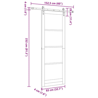vidaXL Sliding Door ORKDAL White 83 x 232 cm Solid Pine Wood