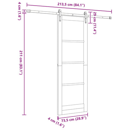 vidaXL Sliding Door ORKDAL Natural 73.5 x 211 cm Solid Pine Wood