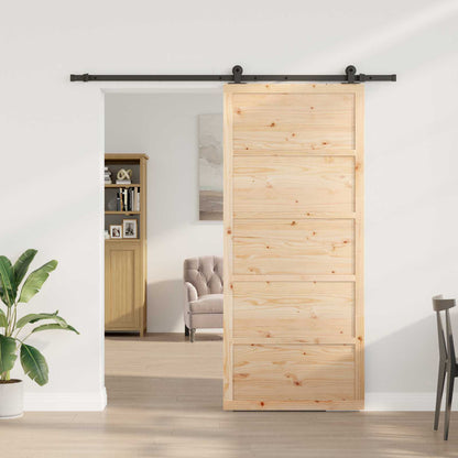 vidaXL Sliding Door Natural 90 x 208 cm Solid Pine Wood