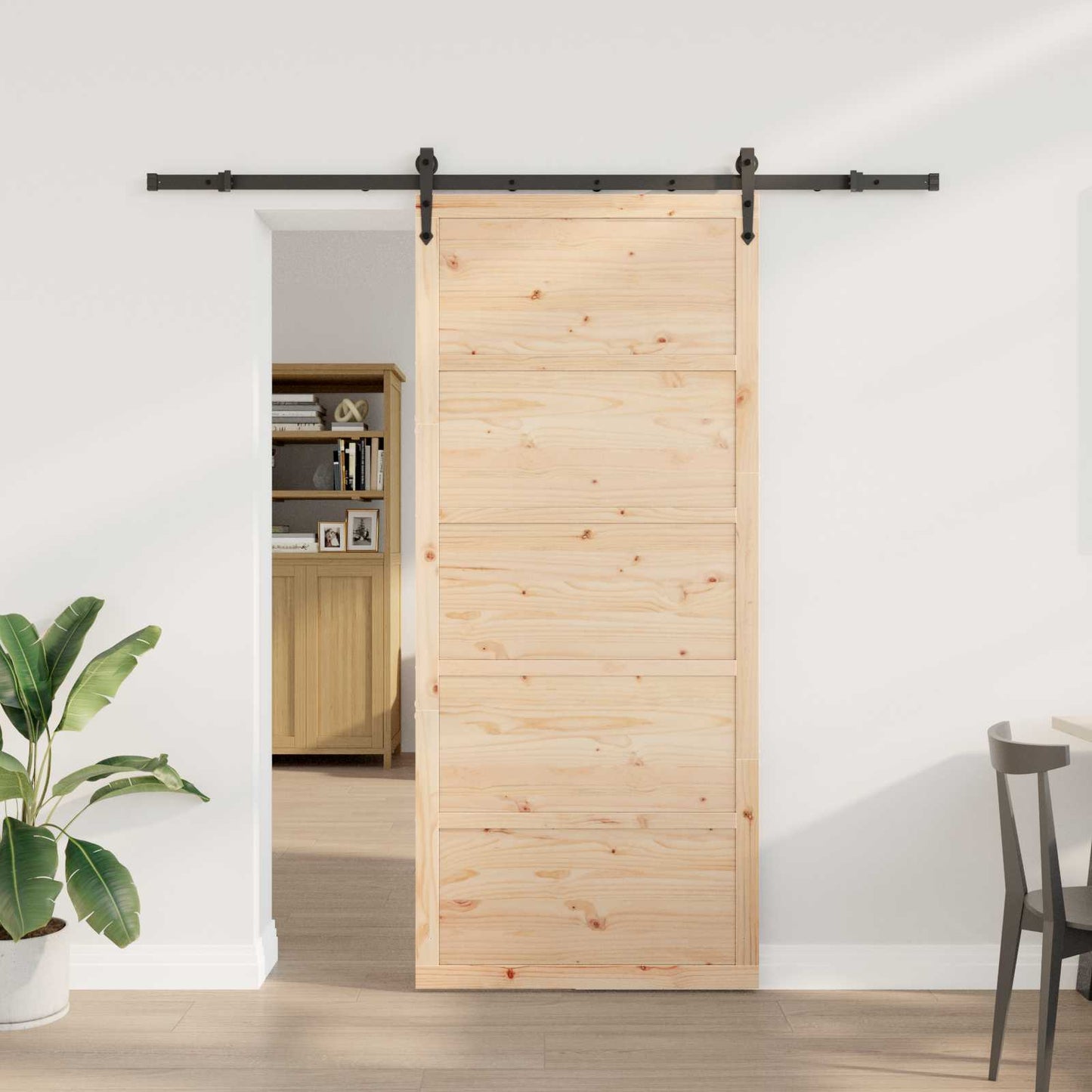 vidaXL Sliding Door Natural 90 x 208 cm Solid Pine Wood
