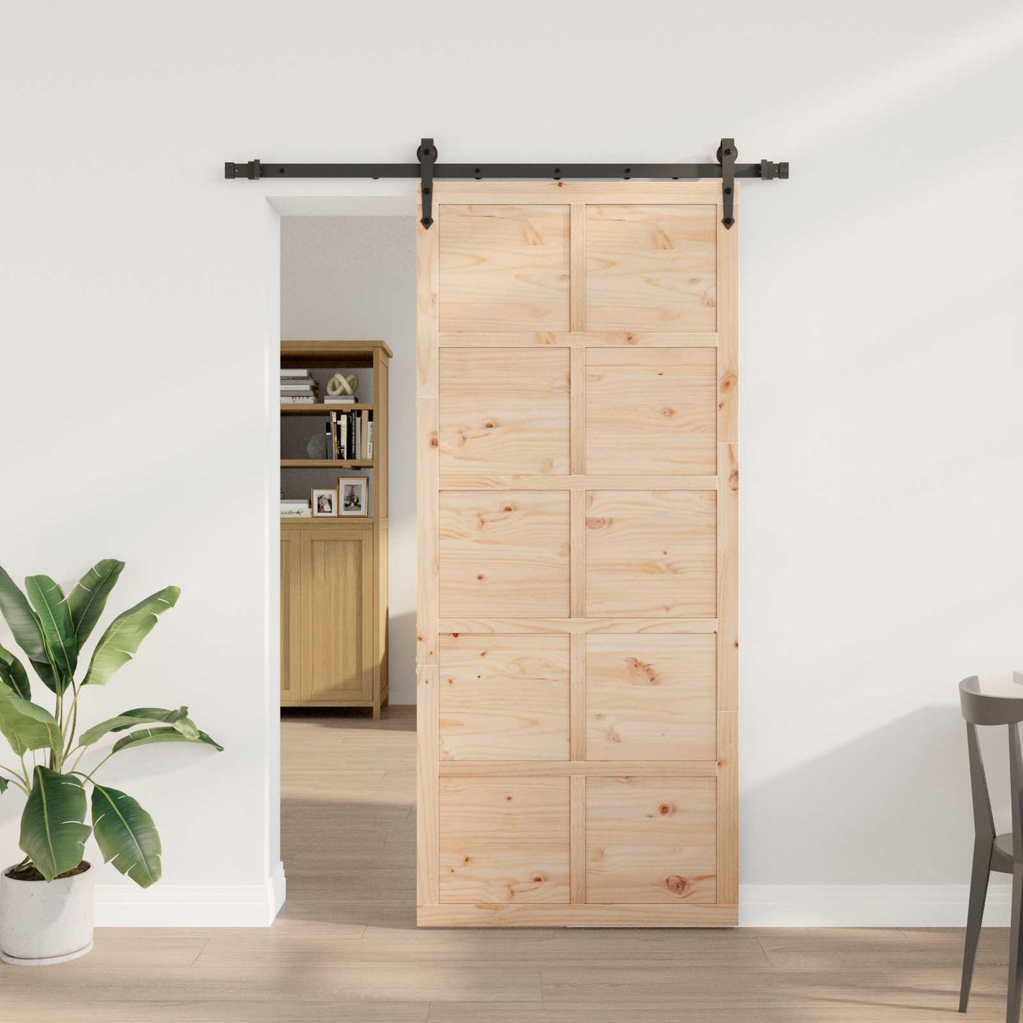 vidaXL Sliding Door Natural 80 x 208 cm Solid Pine Wood