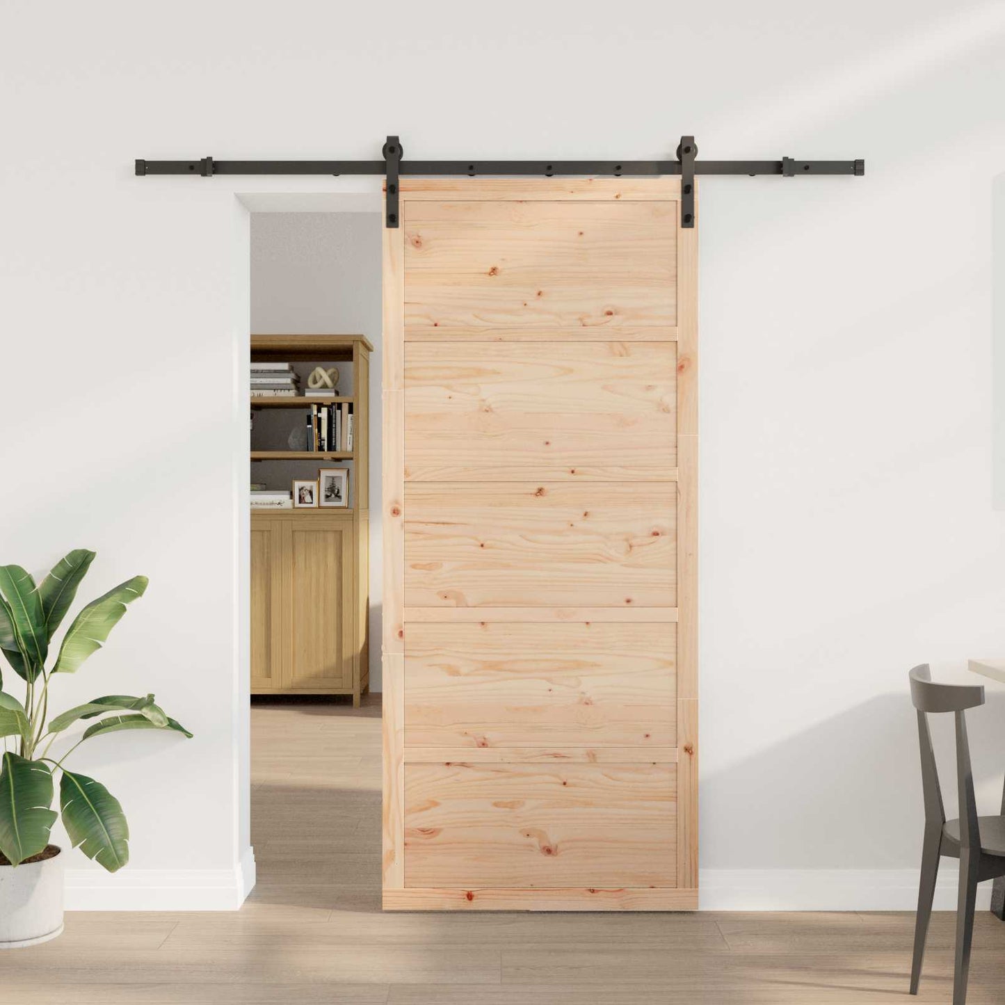 vidaXL Sliding Door Natural 80 x 208 cm Solid Pine Wood
