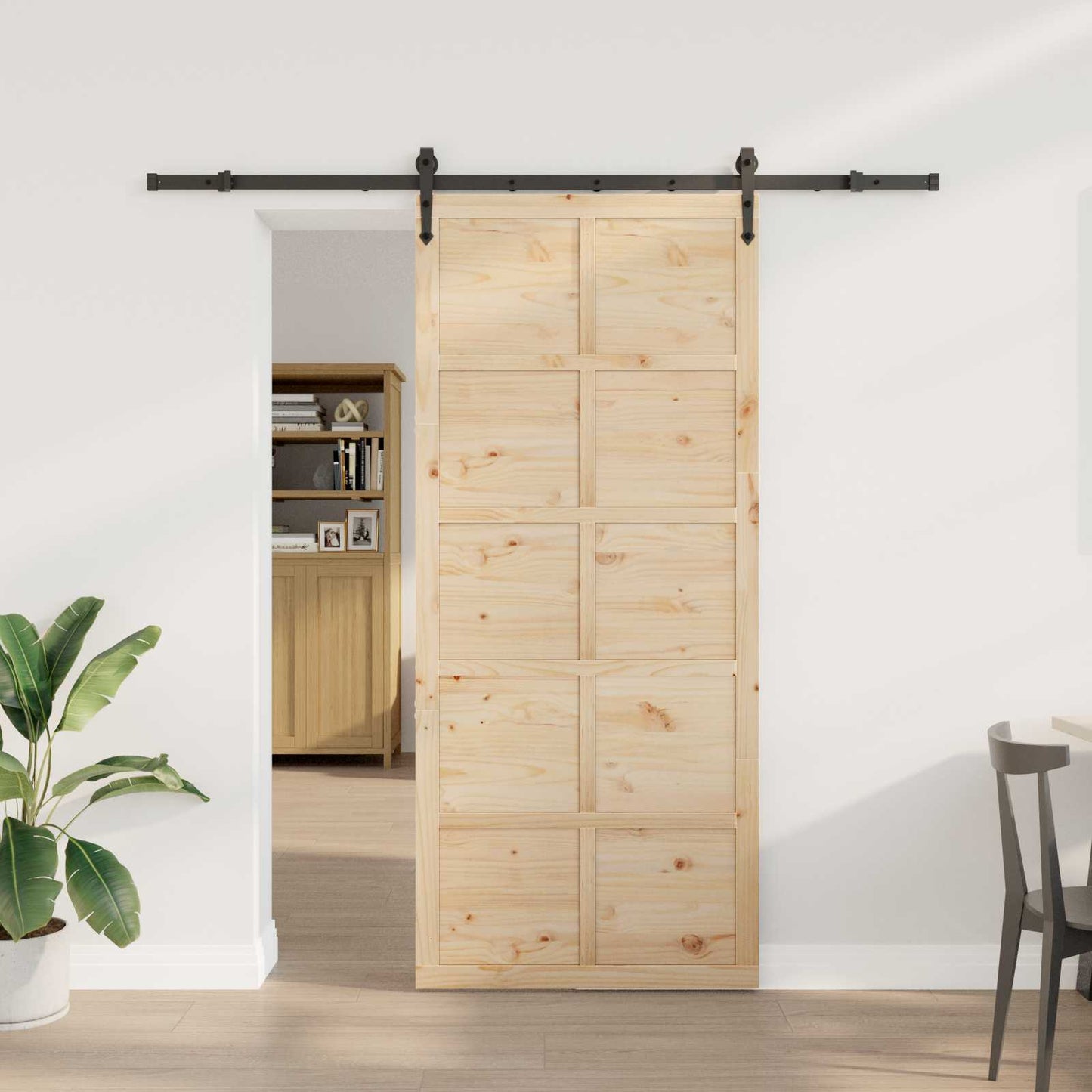 vidaXL Sliding Door Natural 80 x 208 cm Solid Pine Wood