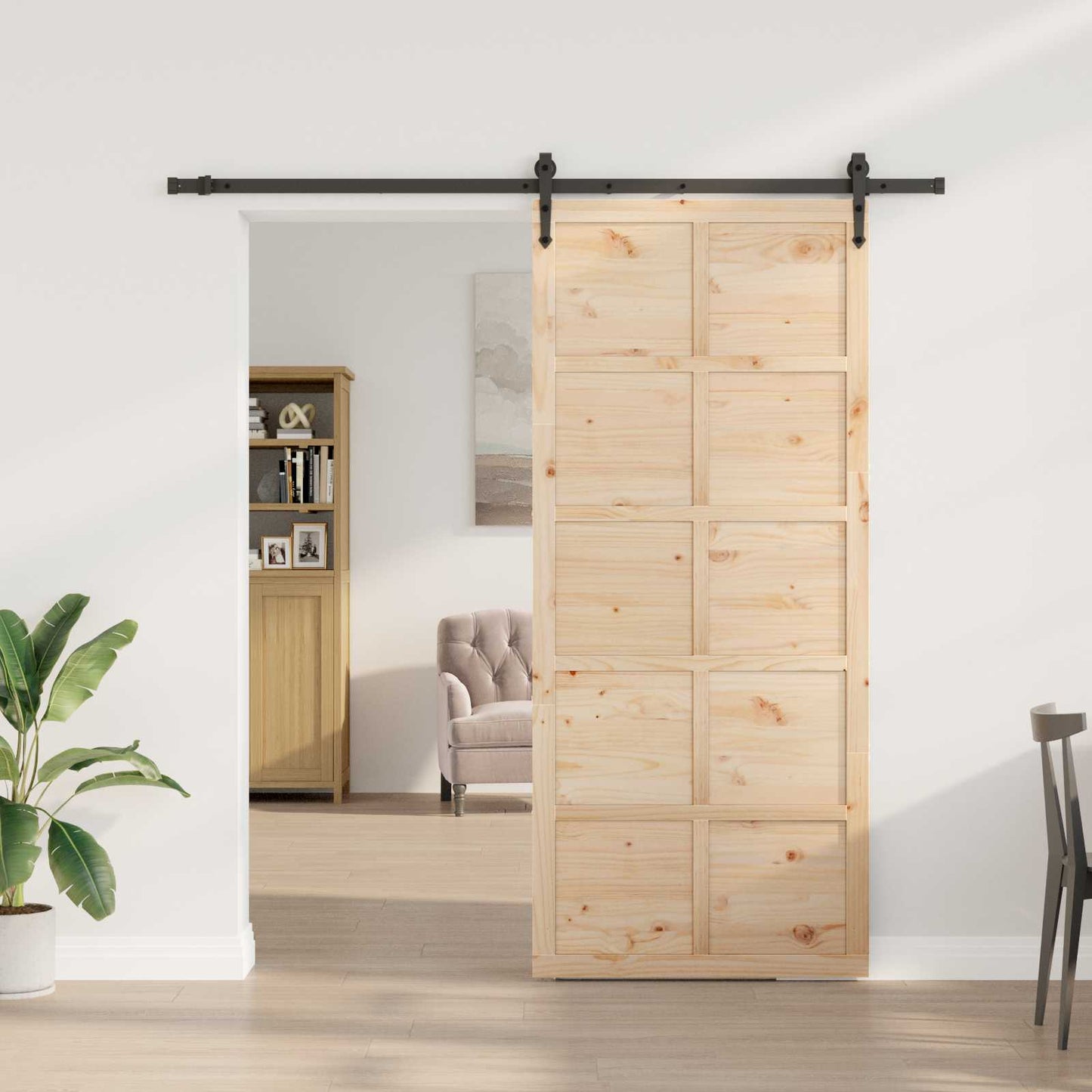vidaXL Sliding Door Natural 80 x 208 cm Solid Pine Wood