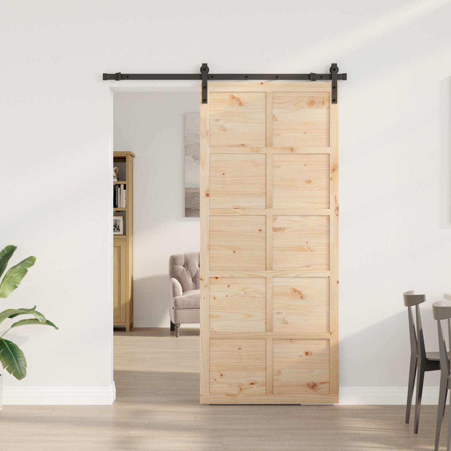vidaXL Sliding Door Natural 80 x 208 cm Solid Pine Wood