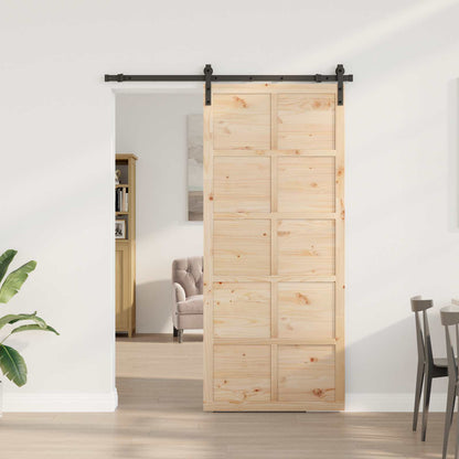 vidaXL Sliding Door Natural 80 x 208 cm Solid Pine Wood