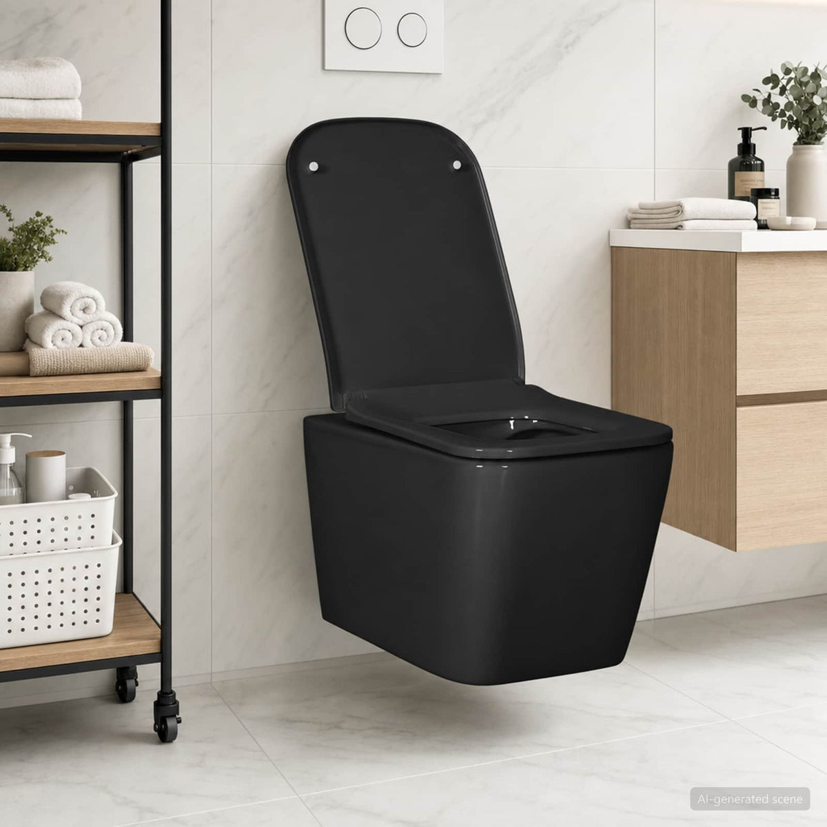 vidaXL Wall-hung Toilet Ceramic Black
