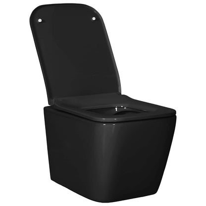 vidaXL Wall-hung Toilet Ceramic Black