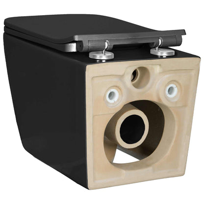 vidaXL Wall-hung Toilet Ceramic Black