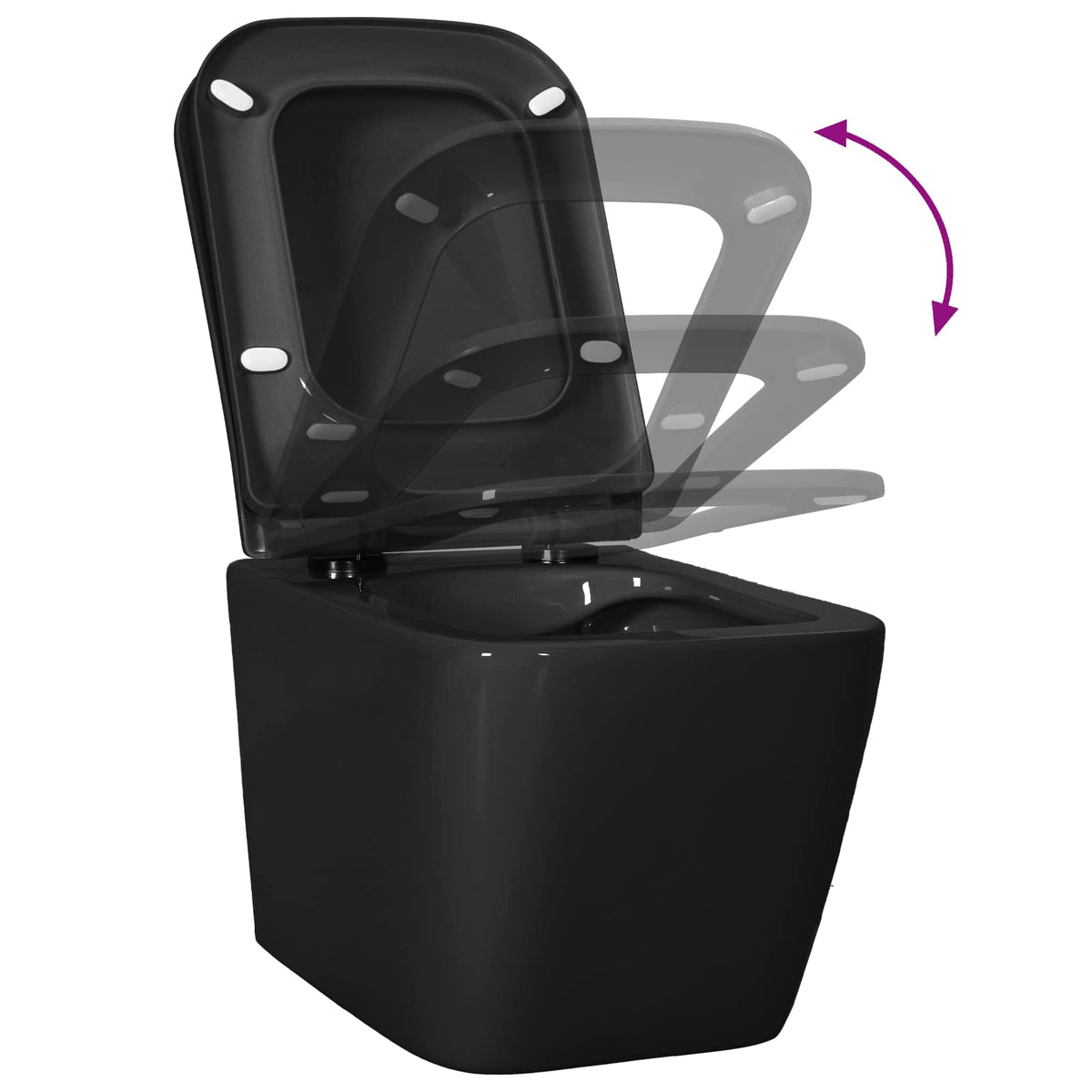 vidaXL Wall-hung Toilet Ceramic Black