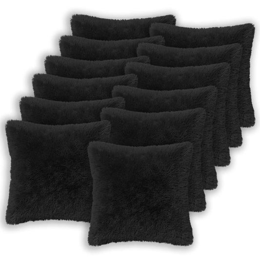 vidaXL Cushion with Pillow HEERLEN 12 pcs Black PV Fleece