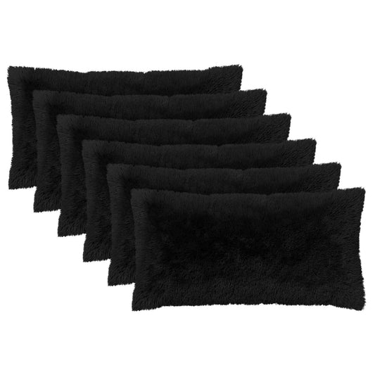 vidaXL Cushion with Pillow HEERLEN 6 pcs Black PV Fleece