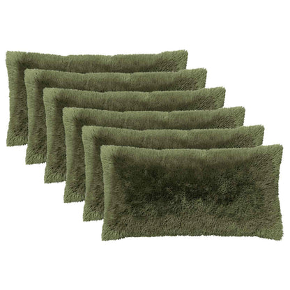 vidaXL Cushion with Pillow HEERLEN 6 pcs Green PV Fleece