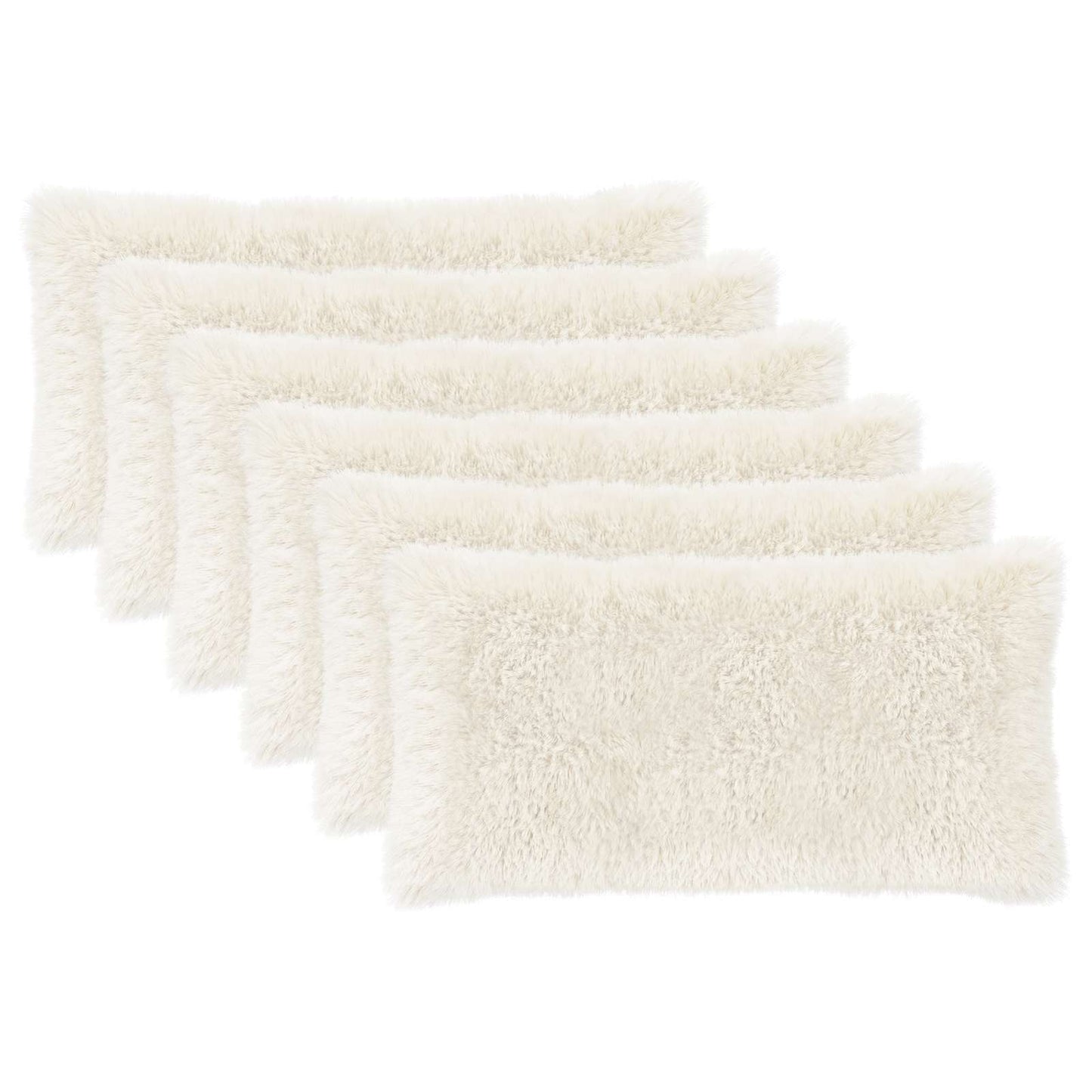 vidaXL Cushion with Pillow HEERLEN 6 pcs White PV Fleece