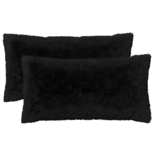 vidaXL Cushion with Pillow HEERLEN 12 pcs Black PV Fleece