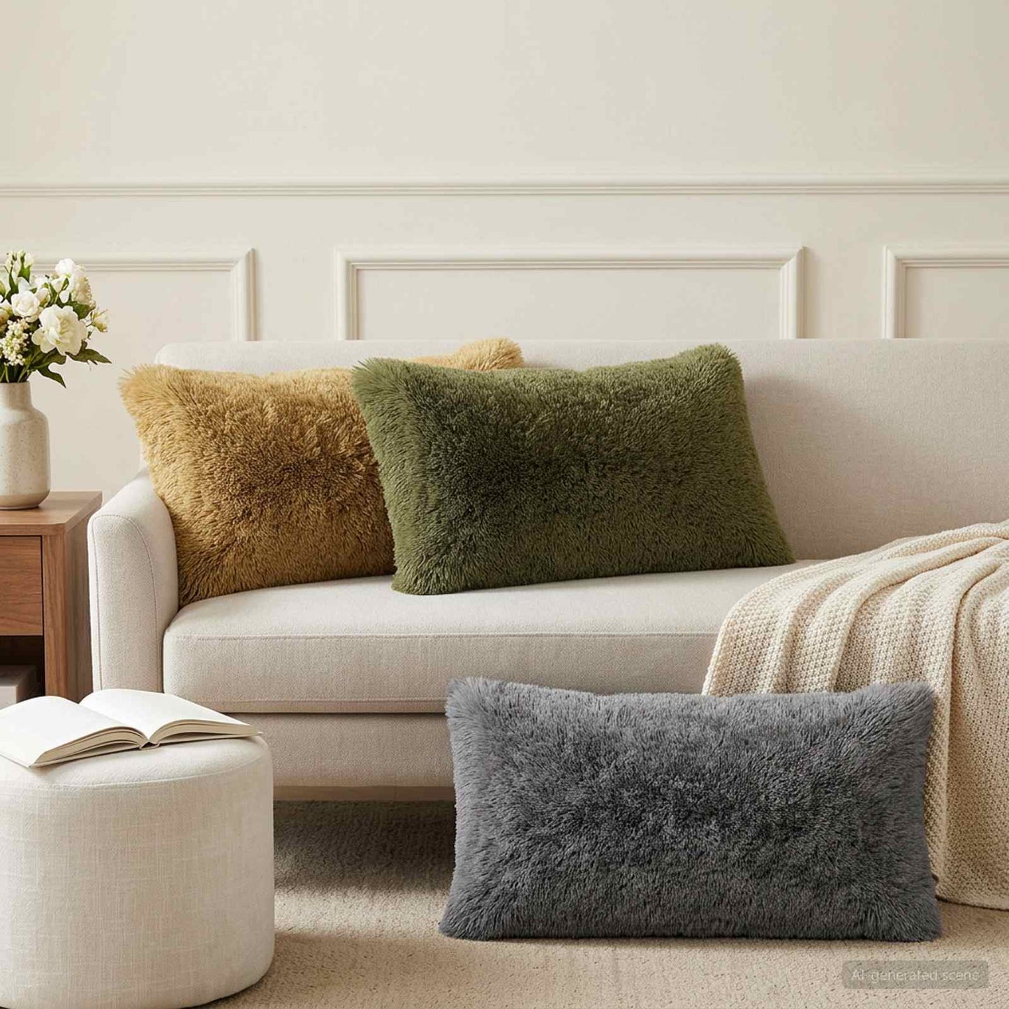 vidaXL Cushion with Pillow HEERLEN 2 pcs Green PV Fleece