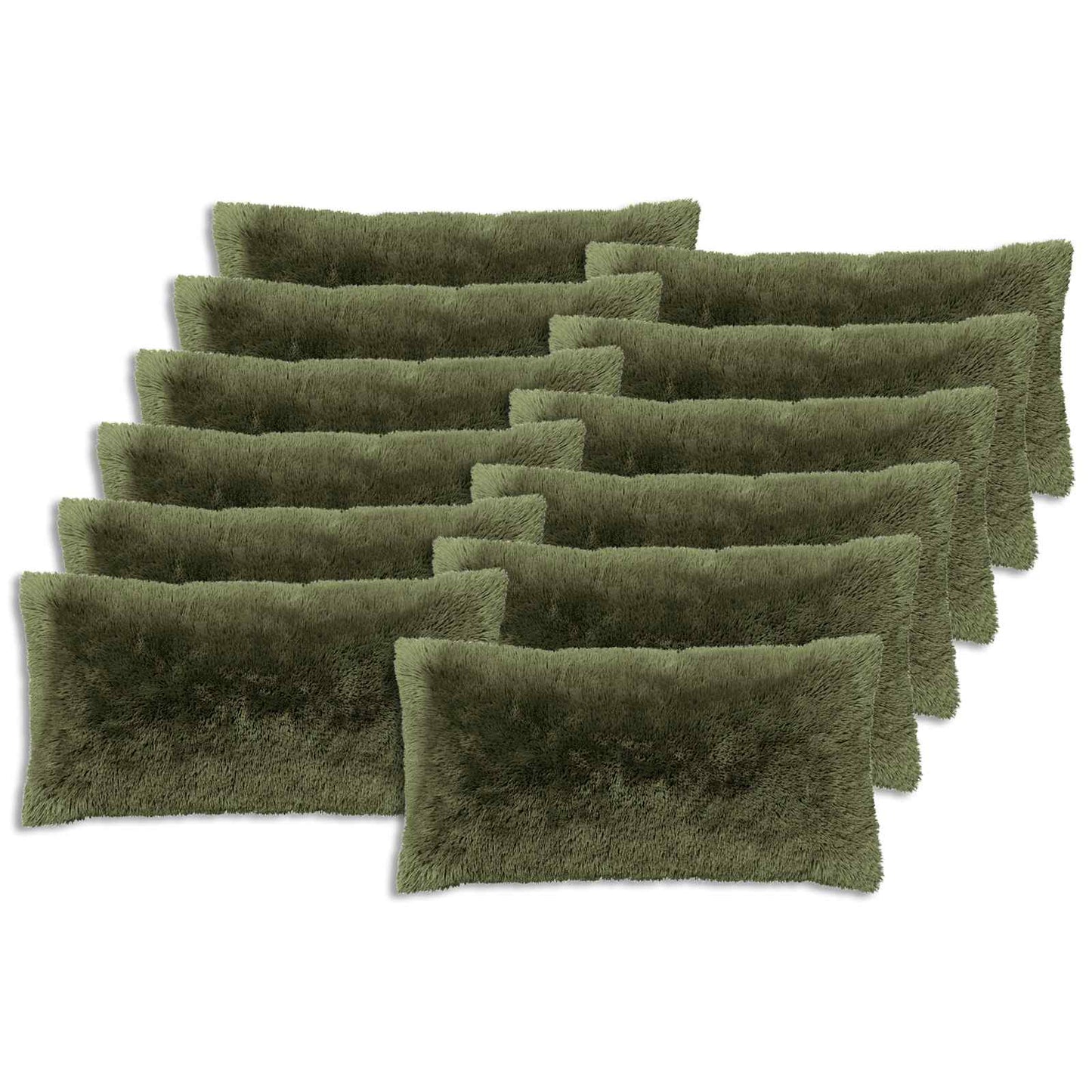 vidaXL Cushion with Pillow HEERLEN 12 pcs Green PV Fleece
