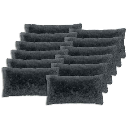 vidaXL Cushion with Pillow HEERLEN 12 pcs Anthracite PV Fleece