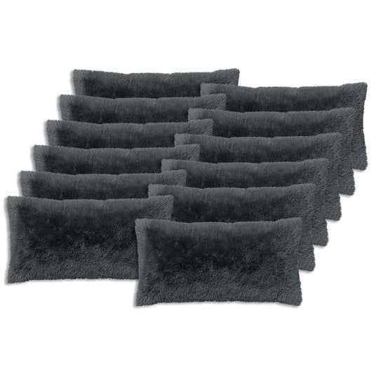 vidaXL Cushion with Pillow HEERLEN 12 pcs Anthracite PV Fleece