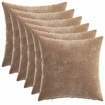 vidaXL Throw Pillow 6 pcs HEERLEN Brown 45 x 45 cm Chenille Fabric