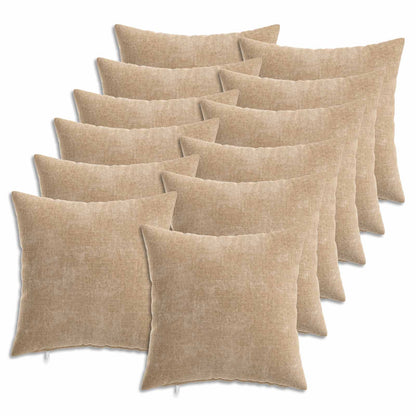 vidaXL Throw Pillow 12 pcs HEERLEN Taupe 45 x 45 cm Chenille Fabric