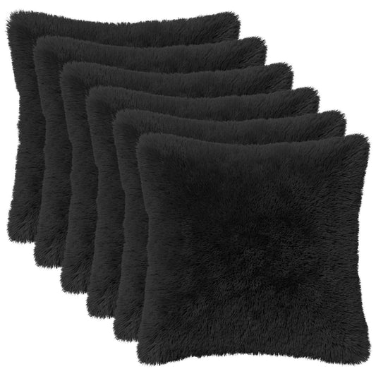 vidaXL Cushion with Pillow HEERLEN 12 pcs Black PV Fleece