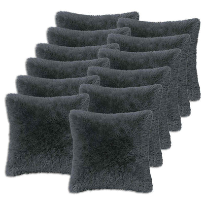 vidaXL Cushion with Pillow HEERLEN 12 pcs Anthracite PV Fleece