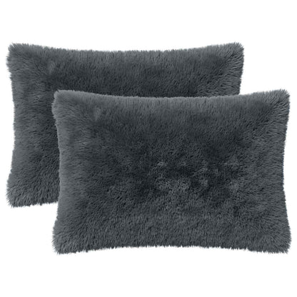 vidaXL Cushion with Pillow HEERLEN 2 pcs Anthracite PV Fleece