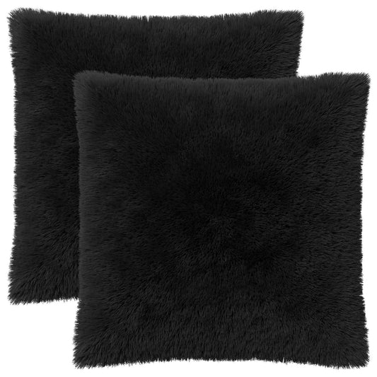 vidaXL Cushion with Pillow HEERLEN 2 pcs Black PV Fleece
