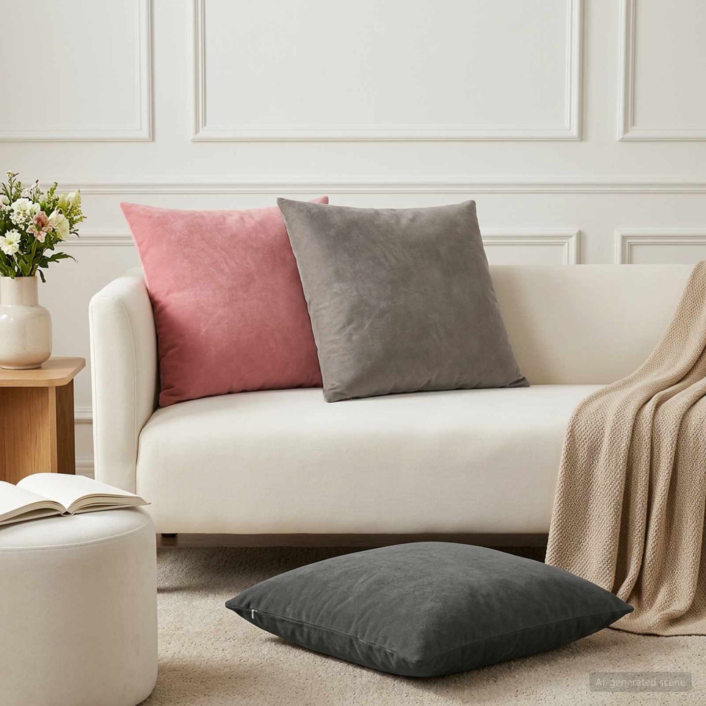vidaXL Cushion with Pillow HEERLEN 2 pcs Light Grey Velvet